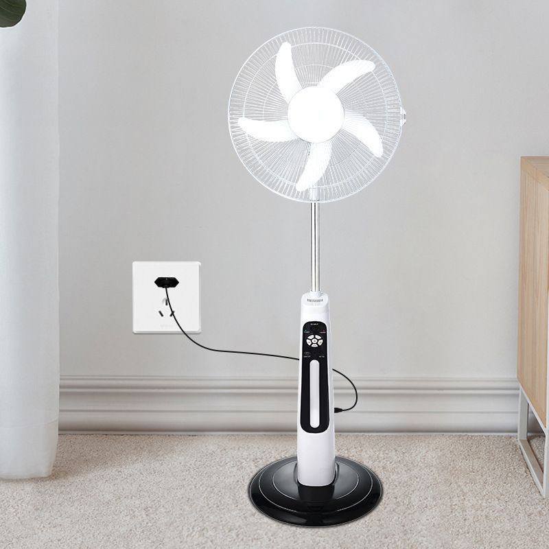 18-Inch Solar Rechargeable Pedestal Fan with LED Bulbs