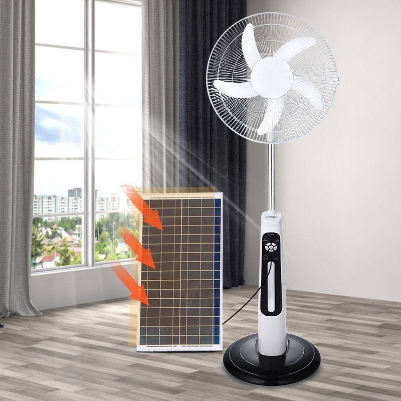 18-Inch Solar Rechargeable Pedestal Fan with LED Bulbs, view 2
