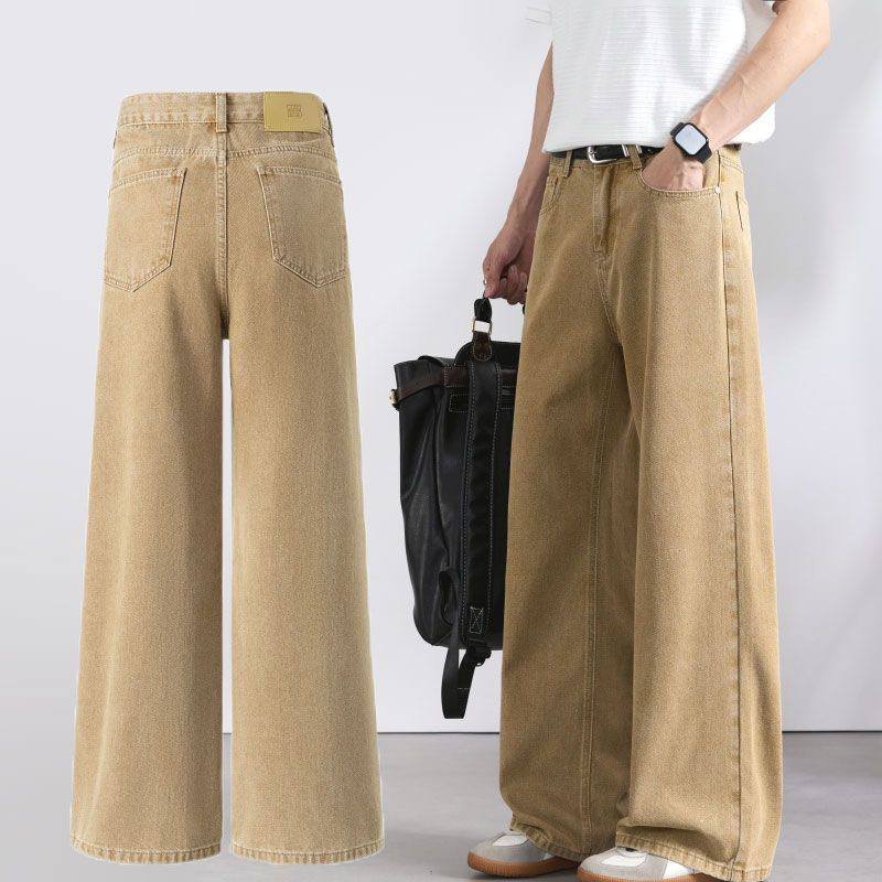 Men's Wide-Leg Straight Denim Trousers