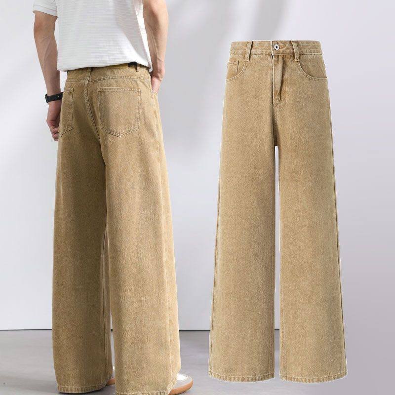 Men's Wide-Leg Straight Denim Trousers, view 2