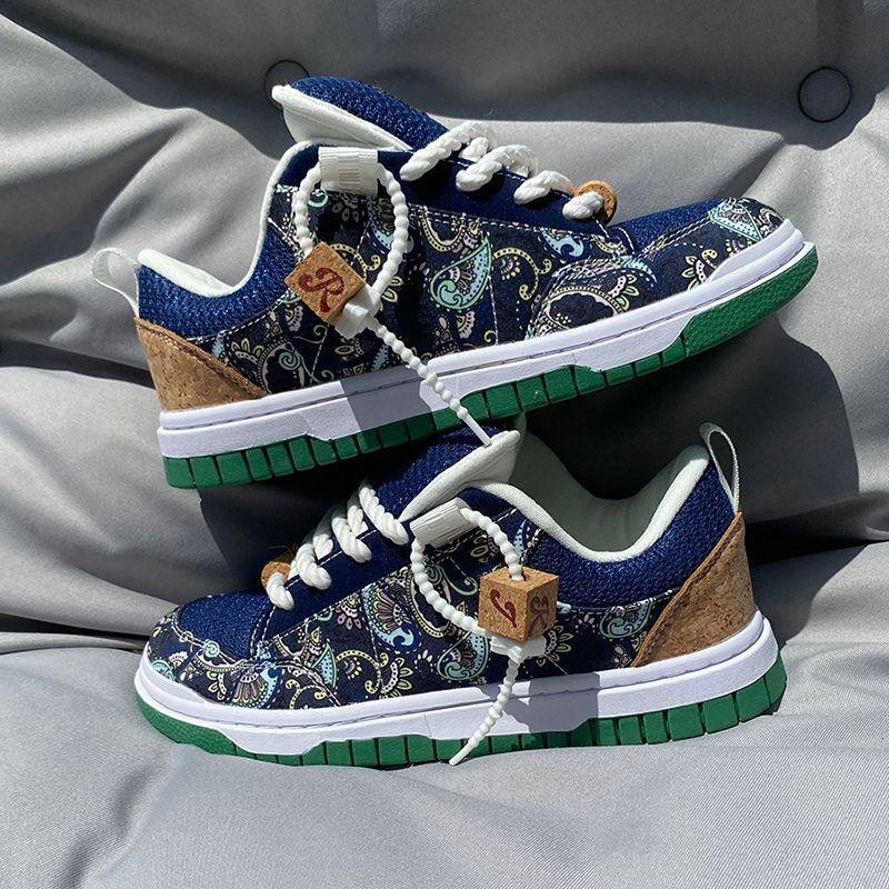 Paisley Print Denim Rope-Lace Sneakers, view 2