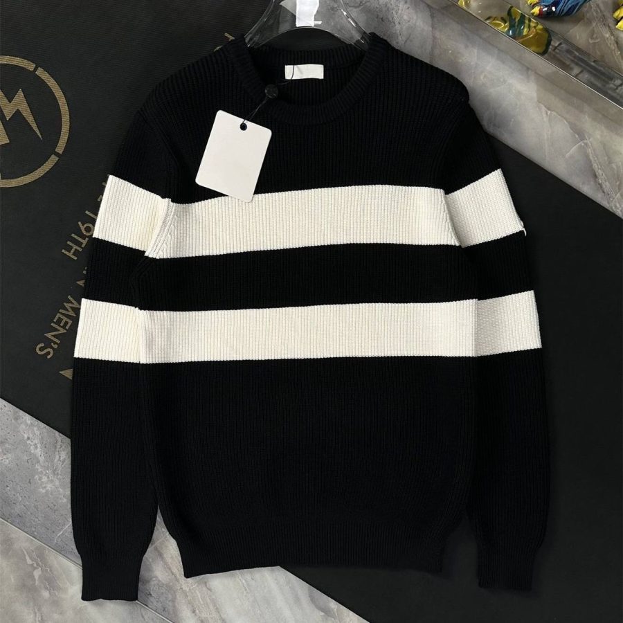 Striped Crew Neck Knit Sweater, view 2