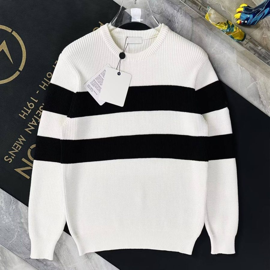 Striped Crew Neck Knit Sweater, view 4