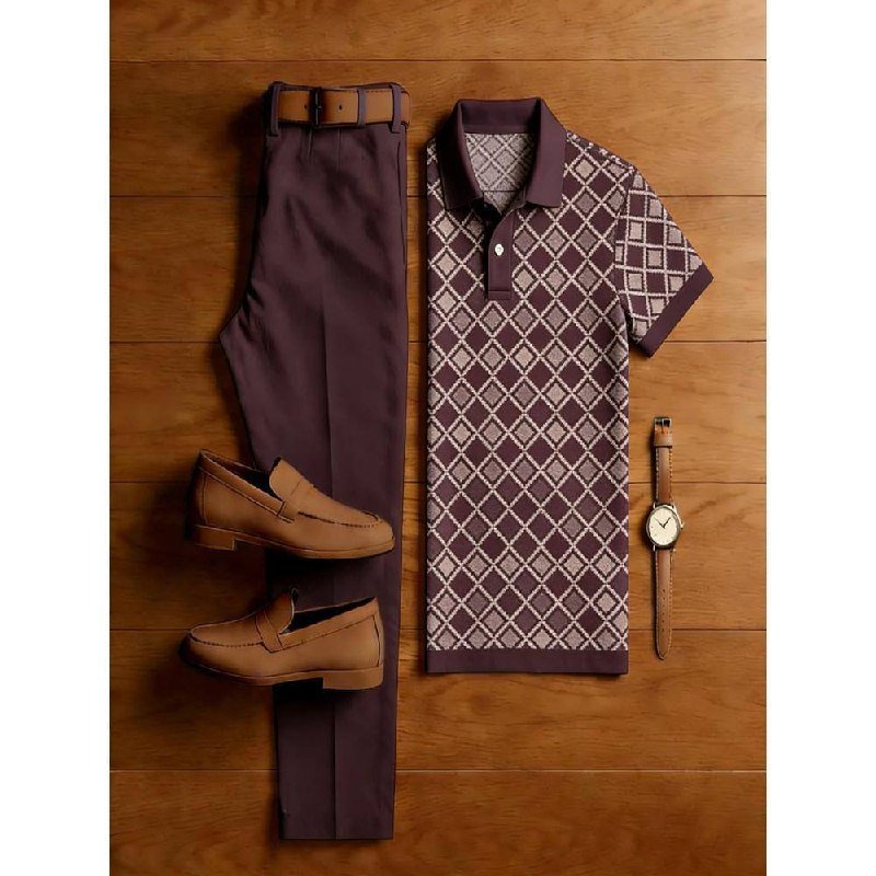Diamond Print Polo Shirt