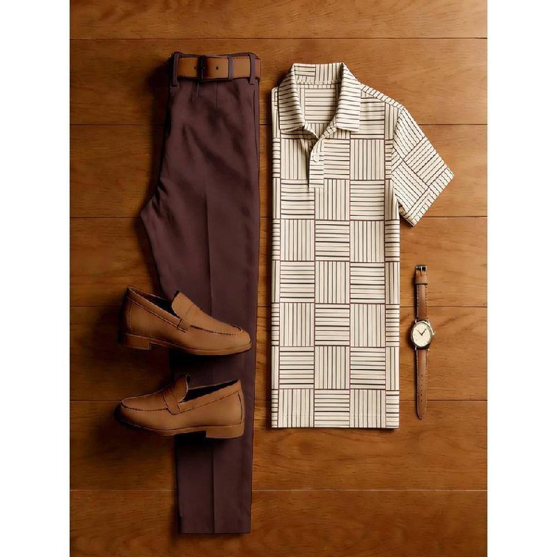 Printed Polo Shirt with Chino Trouser Set